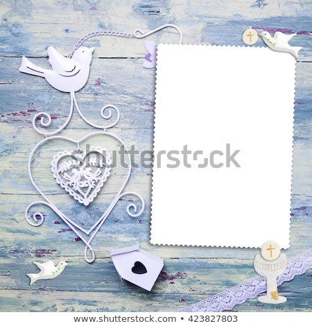 Сток-фото: First Communion Invitation Photo Frame Girl