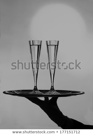 Zdjęcia stock: Champagne Glasses On Silver Tray