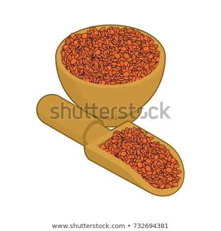 Red Lentils In Wooden Bowl And Spoon Groats In Wood Dish And Sh Foto stock © MaryValery