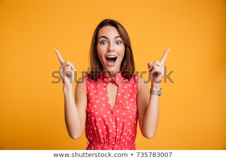 Stockfoto: Wow Woman Points Up