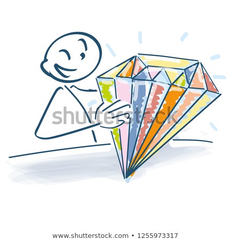 Stock fotó: Stick Figure With Colorful Sparkling Diamond