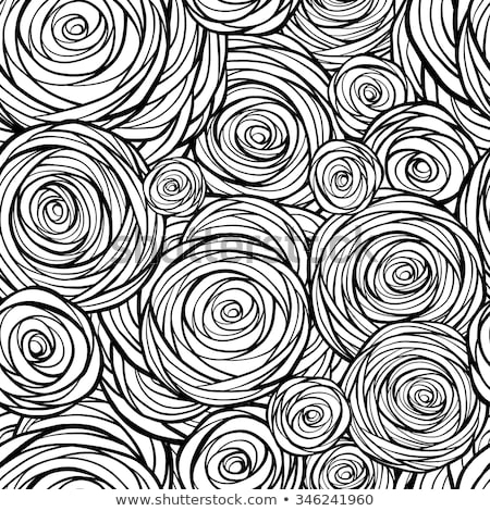 ストックフォト: White Seamless Pattern Outline Stylized Roses Abstract Floral Background Doodle Hand Drawn Line A