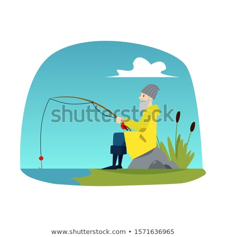 [[stock_photo]]: Cartoon Fisherman Sitting
