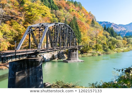 Autumn Fall Foliage First Bridge View Fukushima Japan Stok fotoğraf © vichie81