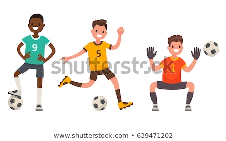 Stock fotó: Cartoon African Boy Playing Soccer