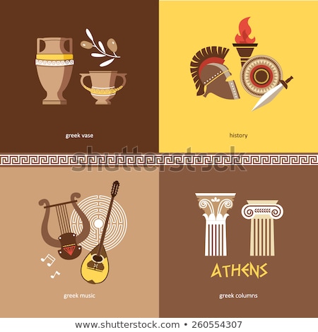 Stok fotoğraf: Greece Landmarks And Cultural Features Pattern