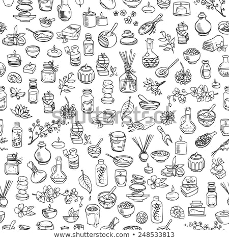 Foto stock: Massage Hand Drawn Doodles Seamless Pattern Spa Therapy Background