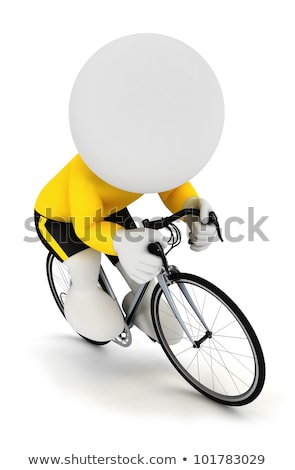 The 3d Little Man By Bicycle Stock fotó © 3dmask