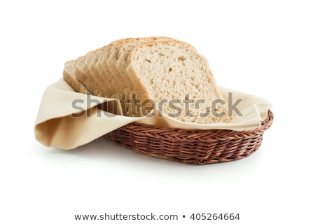 Foto stock: Pile Of Slices Of White Bread With A Crispy Crust On A White Background Isolated Food Backgroun