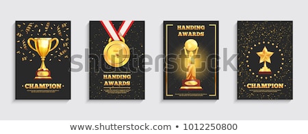 Stockfoto: Gold Medal And Trophy On Poster