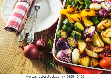Stock photo: Roasted Vegetables On Wood