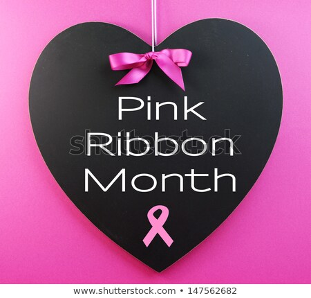 Stockfoto: Breast Cancer Awareness Month Pink Ribbon On Backgroung Heart Shape Symbol Hope