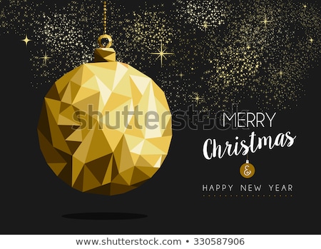 Stockfoto: Christmas And New Year Gold Low Poly Ornament Card