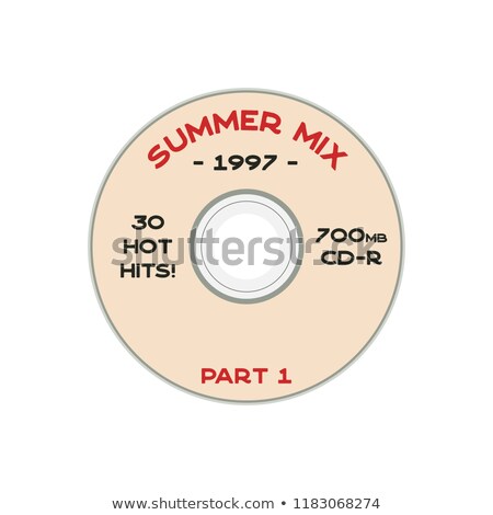 ストックフォト: Music Concept T Shirt Print Design Old School Dj Tee With Cd And Sign - Summer Mix 1997 90s Funny