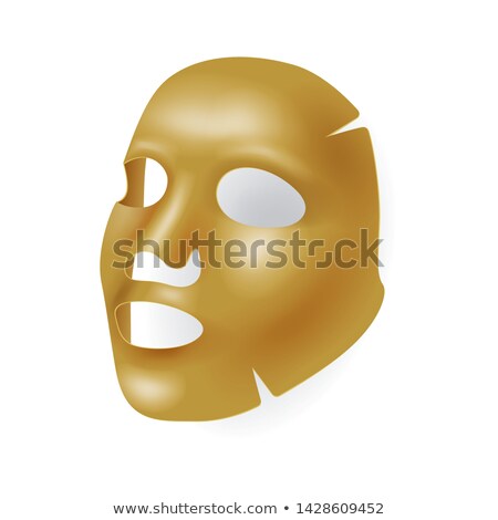 Stok fotoğraf: Golden Face Mask Cosmetic Procedures Rejuvenation Realistic Black Mask Vector Illustration Isolat