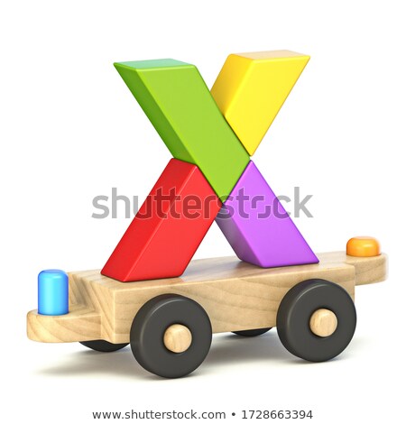 Stok fotoğraf: Wooden Train Font Letter X 3d