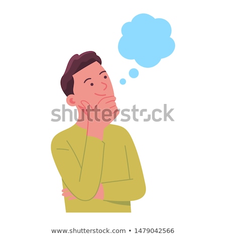 Stockfoto: Smiling Man With Hand To Face In Thought