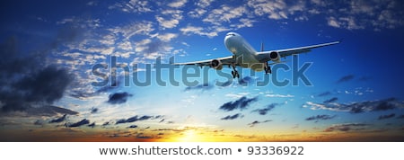 Stockfoto: Jet Plane In Flight Panoramic Composition