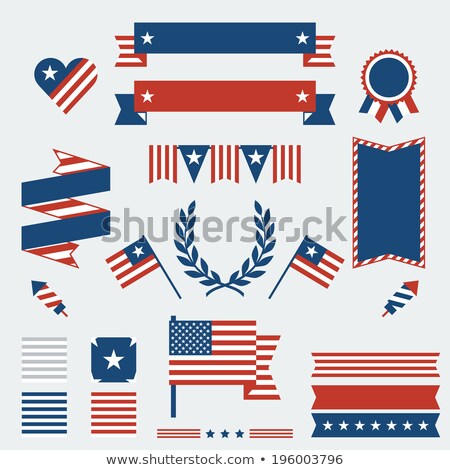 Foto stock: 4th Of July Liberty Heart And Ribbon Scroll Illustration