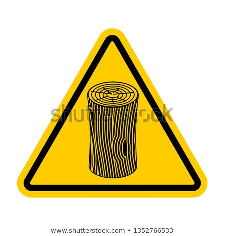 Сток-фото: Log Attention Sign Wooden Billet Caution Road Yellow Warning S