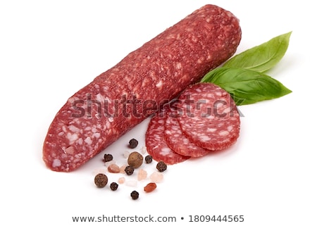 Stock photo: Slices Of French Dry Cured Salami With Spices