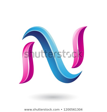 Сток-фото: Magenta Glossy Snake Shaped Letter N Vector Illustration