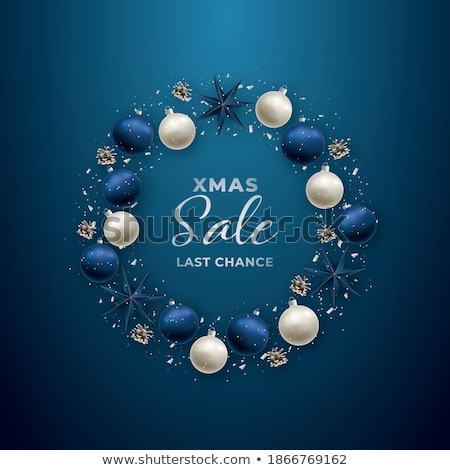 Stockfoto: Winter Sale Poster With Wreath Made Of Snowflakes