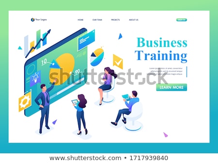 Foto stock: Online Presentation Isometric 3d Landing Page