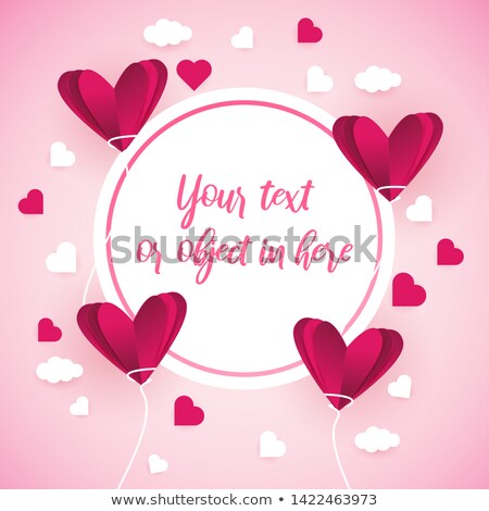 Stock photo: February 14 Red Circle Banner With Hearts Symbols