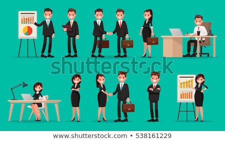 ストックフォト: Image Of Cartoon Business Women Meeting
