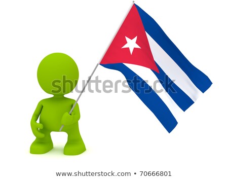Stock fotó: 3d Man Holding A Cuban Flag