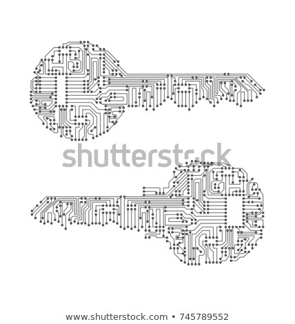 Zdjęcia stock: Key Made From Circuit Line On White Background