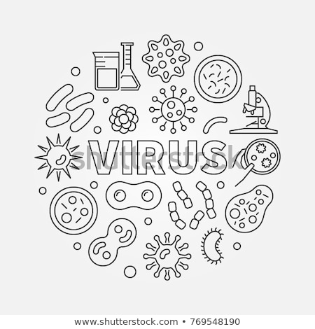 Stok fotoğraf: Microscopic Round Bacterium Vector Thin Line Icon