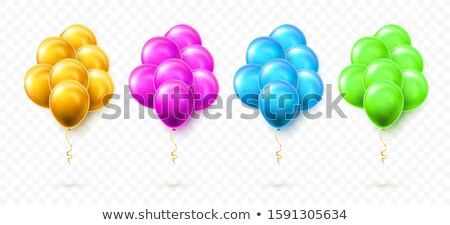 Stockfoto: Flying Bunch Of Gold Pink Blue And Green Balloon Shine Helium Balloon For Wedding Birthday Part