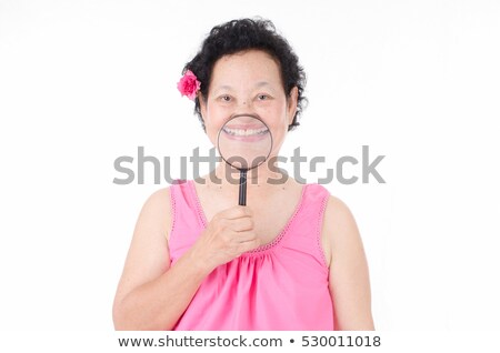 ストックフォト: Smiling Senior Woman With Zoomed Wrinkles