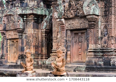 ストックフォト: Banteay Srei Carving Column At Angkor Wat