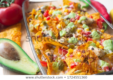 Stock fotó: Corn Tortillas Chips And Guacamole