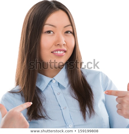 Foto stock: Portrait Of Attractive Asian Business Woman Making Choose Me Sig