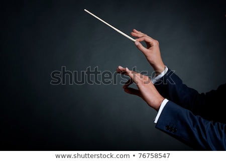 Stock foto: Closeup Portrait Of Male Orchestra Conductor Directing With His