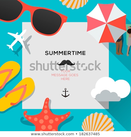 Stock fotó: Summer Holiday Background With Sun Flat Design