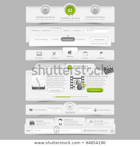 Stock photo: Green Web Buttons Lock And Key Button