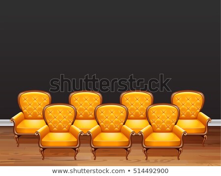 [[stock_photo]]: Seven Armchairs With Yellow Leather