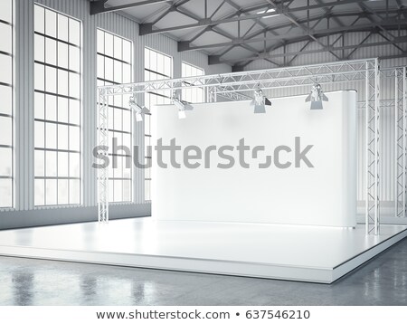 Stok fotoğraf: Empty Stage With Lightspots In Modern Exhibition Interior 3d Rendering
