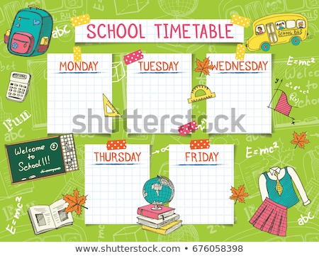 Zdjęcia stock: Weekly Timetable On School Bus Theme