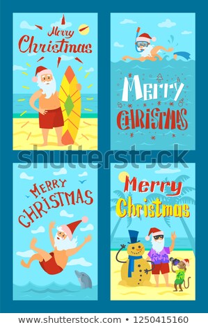 ストックフォト: Holiday Seascape Image Shooting Santa Claus Vector