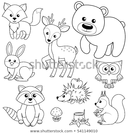 Stok fotoğraf: Cartoon Fox Character Coloring Book Page