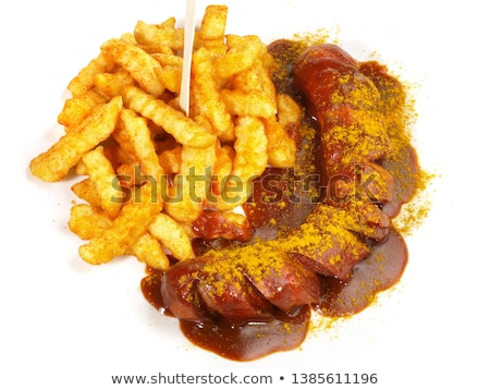 Сток-фото: Grilled Sausage With French Fries
