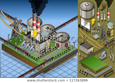 Foto stock: Electrical Power Plant In Farmland Area