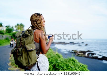 Stockfoto: Cheerful Traveler With Backpack