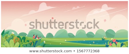 Stock fotó: Background Scene With Kites In The Sky